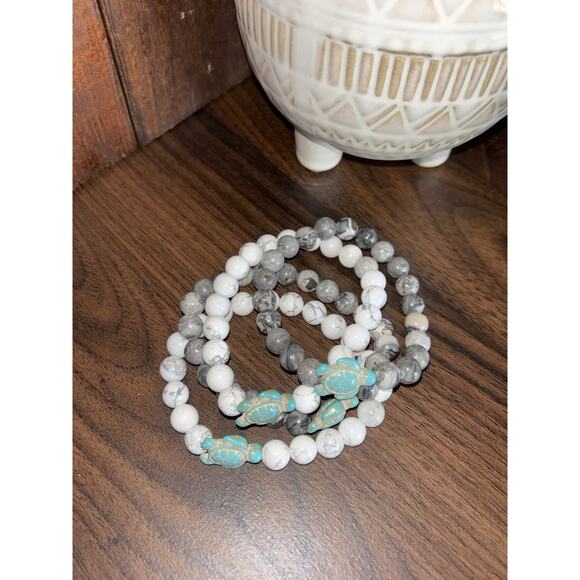 New Sea Turtle Beaded Bracelets Boho Turquoise Natural Stones Beads In Gift Box - Picture 3 of 5